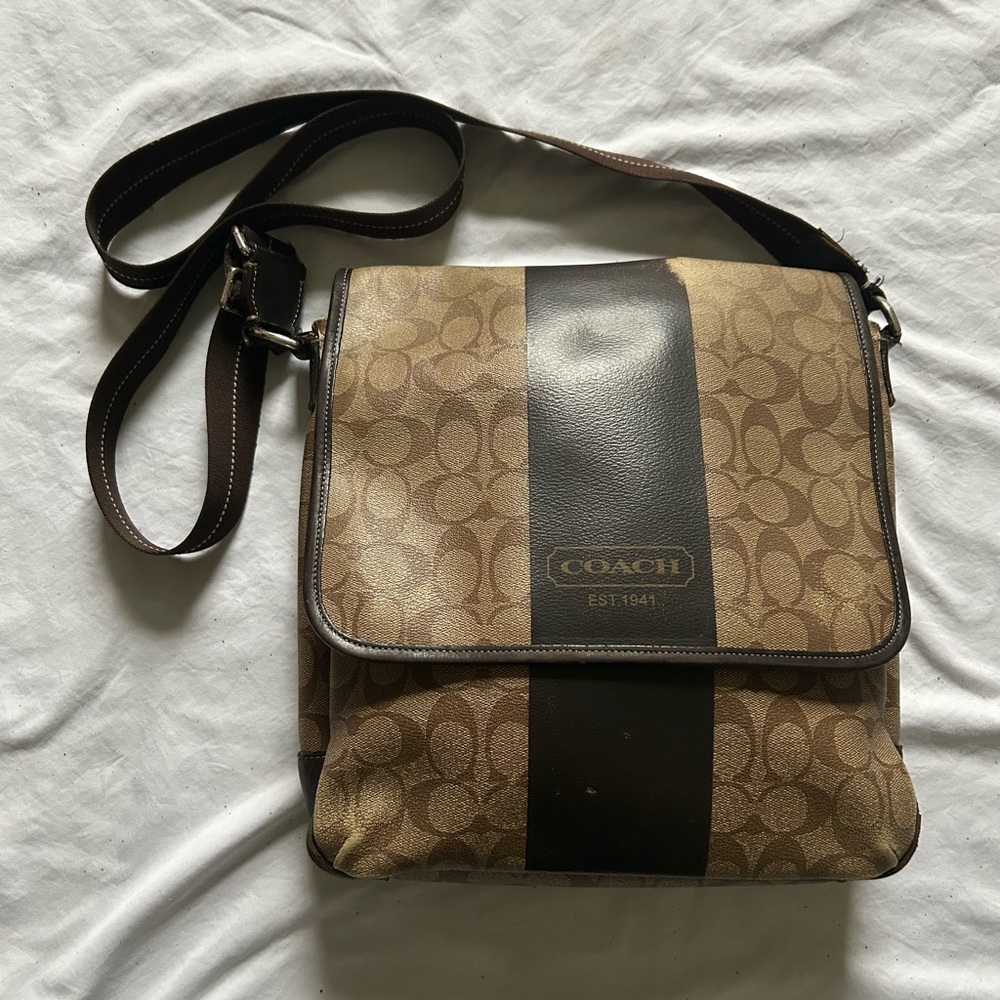 Coach Brown Messenger Bag with Signature Monogram